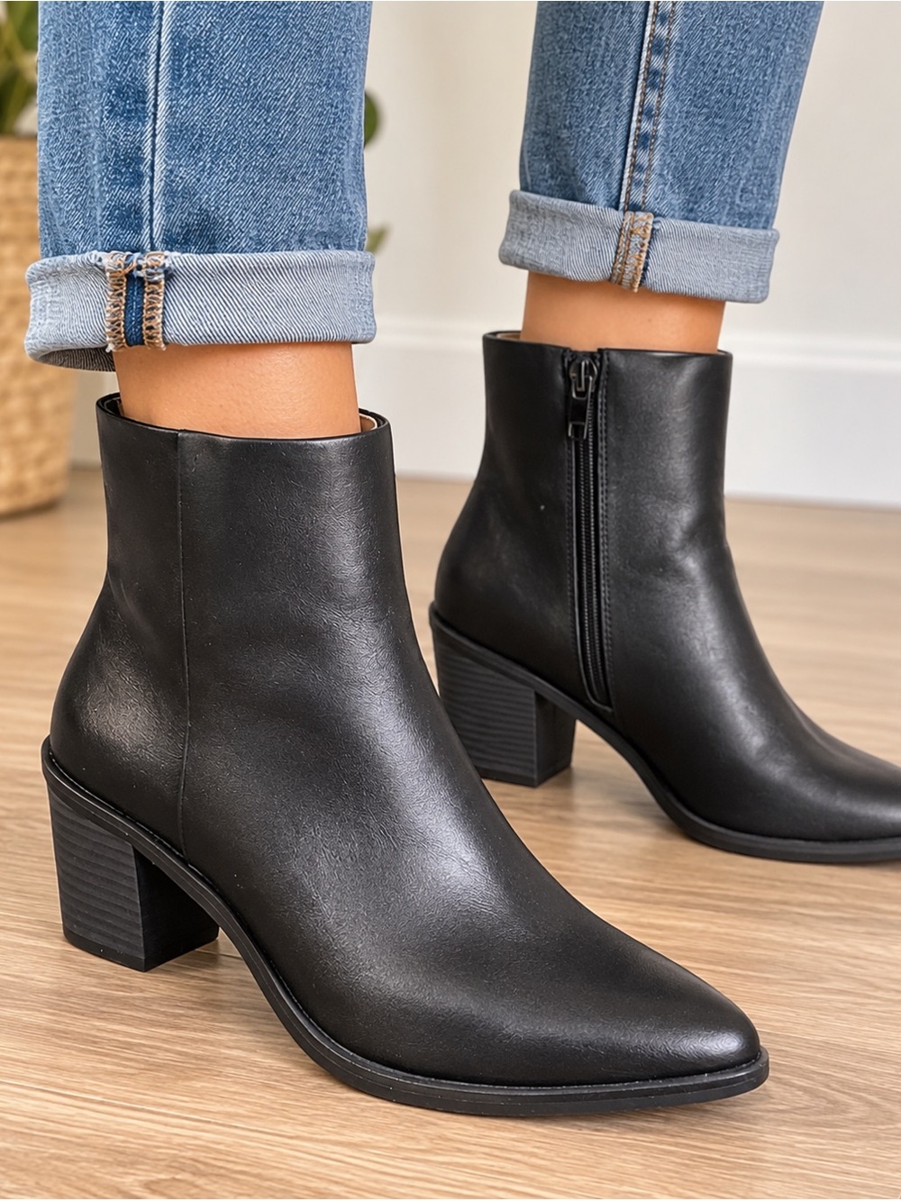 Universal Thread Black Minimalist Ankle Boots Size 7.5 Pointed Toe Autumn Fall